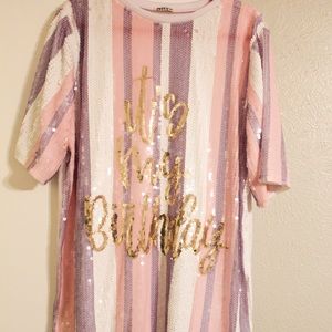 It’s my birthday mini dress or shirt- sequence